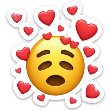 A smiley emoji but crying while having hearts sticker
