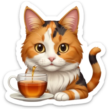 Çay içen kedi sticker