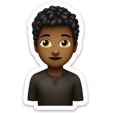 un niño tes trigueña con pelo liso y cafe oscuro con ojos negros sticker