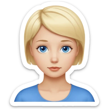 Mujer pelo rubio y muy corto ojos azules cara redonda sticker
