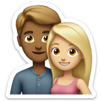A brown-haired guy hugs a blonde girl sticker