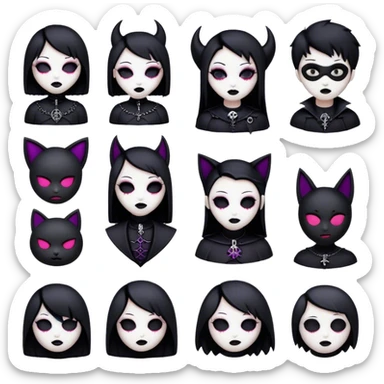 Create an emojies list kinky dark goth  sticker
