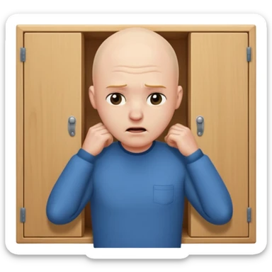 chauve qui se tape la tete contre une armoire sticker