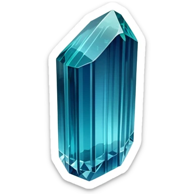 Long prismatic indicolite tourmaline crystal with deep sea blue color and natural striations sticker