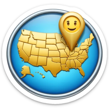 map pin with VIP letters, exclusive look, premium location, apple style emoji sticker