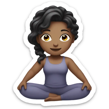 Girl with white skin and black-wavy hair, doing yoga or Pilates sticker
