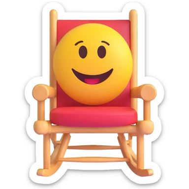 3D smiley emoji, round shape, grandparents in rocking chair, purple and blue color, smiling face sticker