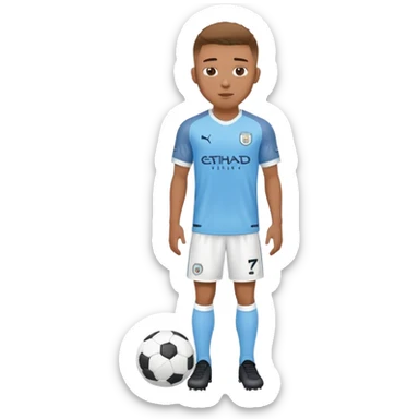 Soccer player wearing Manchester City sky blue jersey and white shorts sticker