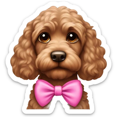 Brown cockapoo with pink bow  sticker