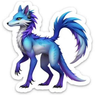 badass elegant wild beautiful natural badass futuristic epic exotic anthro modern furry cyborg-sergal-vernid-creature, full body, gradient pretty hair, with a long tufted tail, aesthetic, art by LiLaiRa, art by art by Falvie sticker