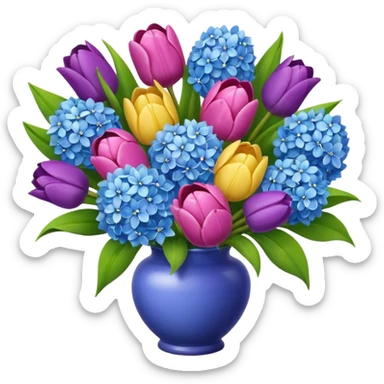 tulip, hyacinth and hydrangeas boquet sticker