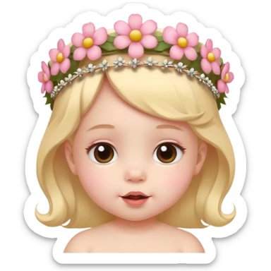 baby unique looking with flower tiara sticker