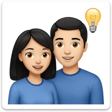 light skin black hair woman talking with a light skin black hair man, she's exited an he's happy, we're face to face sticker