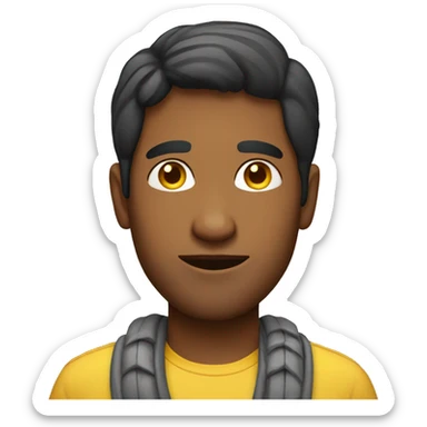 indian guy with middle part hair and a banana sticker