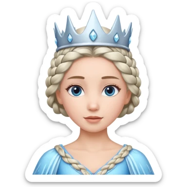 braided hair ice princess with crown sticker