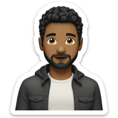 boy with black short hair and has dimple and beard in face sticker