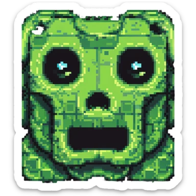 ultra-blocky minimal pixel art Minecraft creeper face with few large square pixels sticker