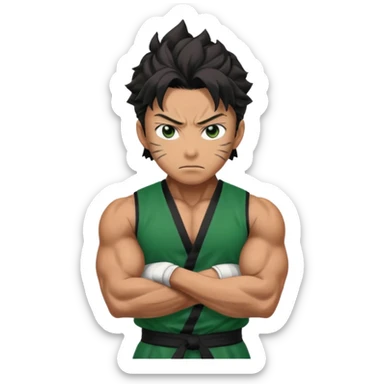 tanjiro squared jacked black with green sticker