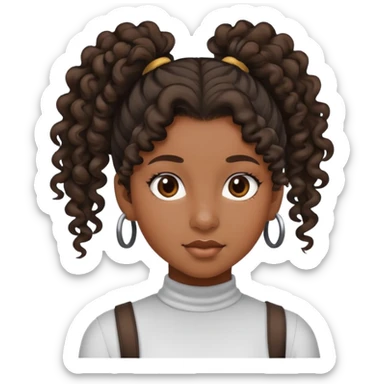 A black teen girl with curls in a ponytail  sticker
