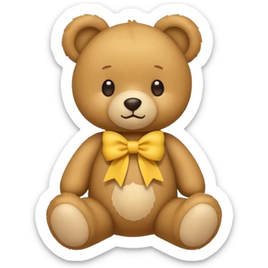 Cute flat-style teddy bear icon for infant daycare. wear a yellow bow in neck
 sticker