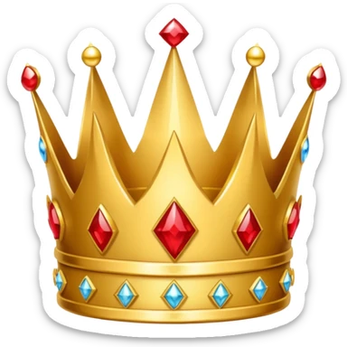 simple cartoon crown with three points and red jewels sticker