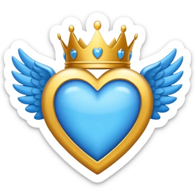 Un emoji de corazón azul con alas y una corona sticker