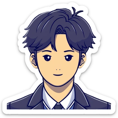 Handsome K-pop male idol face with stylish hair sticker