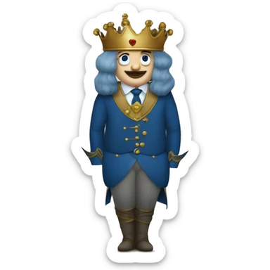 Le roi Baudouin, vêtu d'un masque de fer sur la tête et d’un costume sombre et d'une cravate bleue, se tient droit, la main droite levée.Sa main gauche repose sur son cœur sticker