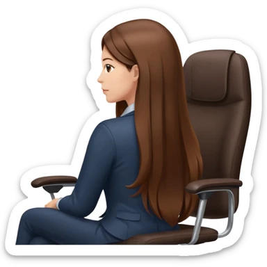Woman sitting on an office chair from the Back of head with long hair sticker