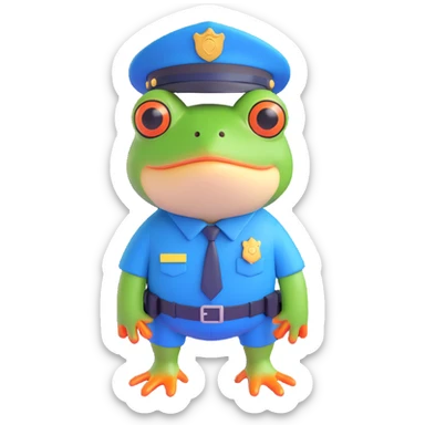 frog police officer sticker