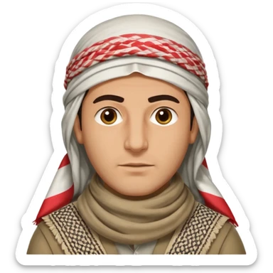 Portrait of a male Iraqi civilian with a neutral expression 1980 sticker