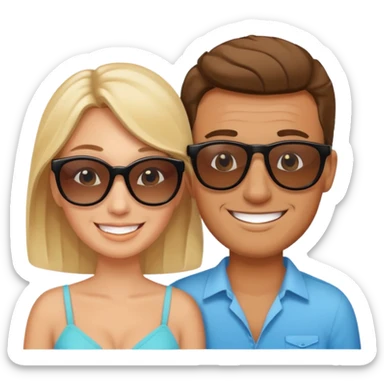 A white woman and man on their honeymoon sticker