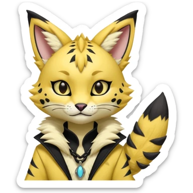 Cool gothic cute Kemonomimi Nekomimi Japanese Anime Kemono Furry Style Vernid-Serval-Renamon-Zeraora-Fursuit-furry-fursona sticker