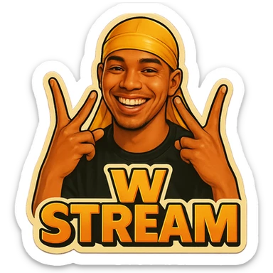 Make him Smiling 
Form a W with fingers
Change His durag To yellow
Add the words W Stream sticker