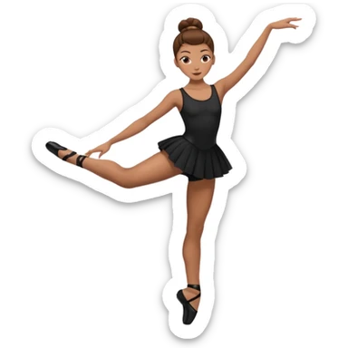 menina cabelos castanhos em coque vestida de roupas de jazz e sapatilhas pretas sticker