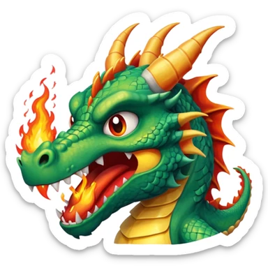 The big, angry dragon is breathing fire. sticker