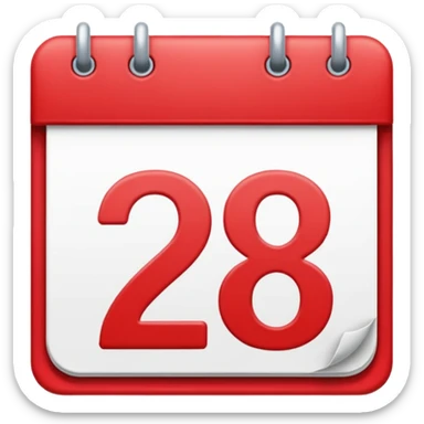 calendar with number 28 red top sticker