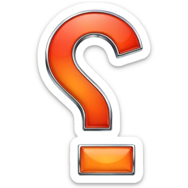 red-and-orange colored question mark with the chrome effect sticker