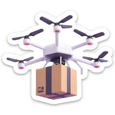 delivery drone with package sticker
