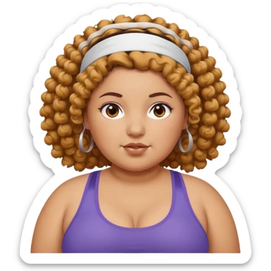 curly fat girl with headband, sportsy sticker