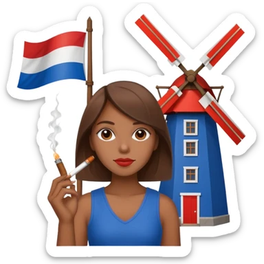 Windmill with a dutch flag and a girl smoking a blunt sticker