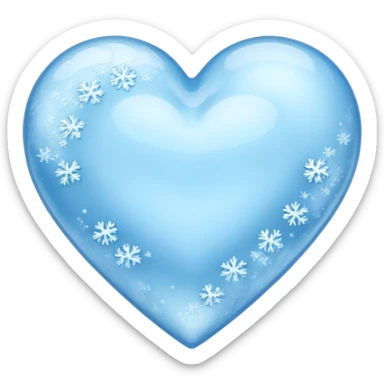 a solid ice blue heart covered in frost as though it was frozen. sticker