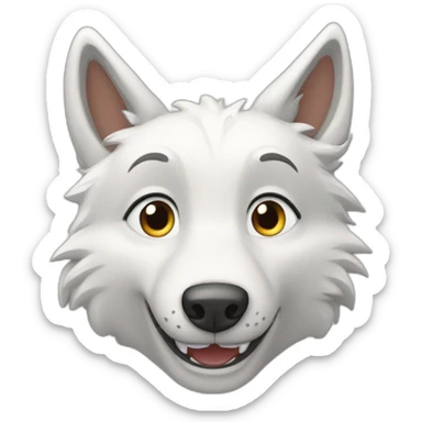 Loup blanc qui fait un beau sourire montrant ses belles dents sticker