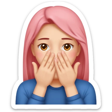 😳 emoji blushing and completely covering face with hands because they are flustered and embarrassed, face is very flushed sticker