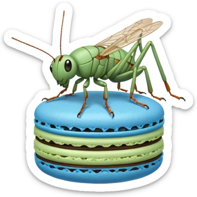 A cricket on a blue macaron sticker
