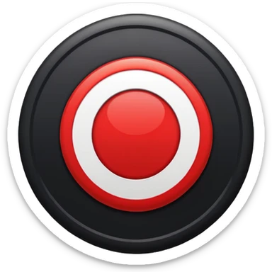 A black circle surrounded by a white circle surrounded by a red circle like a target sticker