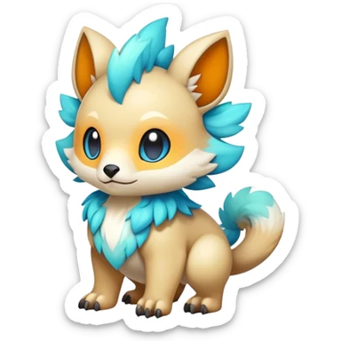 Cute cool colorful fantasy animal hybrid Fakemon full body sticker
