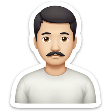 deepressed asian man mustache sticker