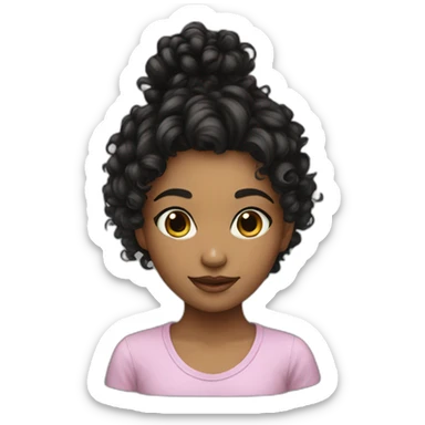 Girl whit color abd black curly  sticker