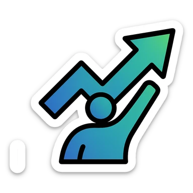 Empowering Futures, abstract rising arrow, dynamic, energetic, gradient colors, forward movement sticker